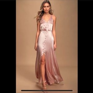 Total Adoration Light Pink Satin Maxi Dress Lulu’s